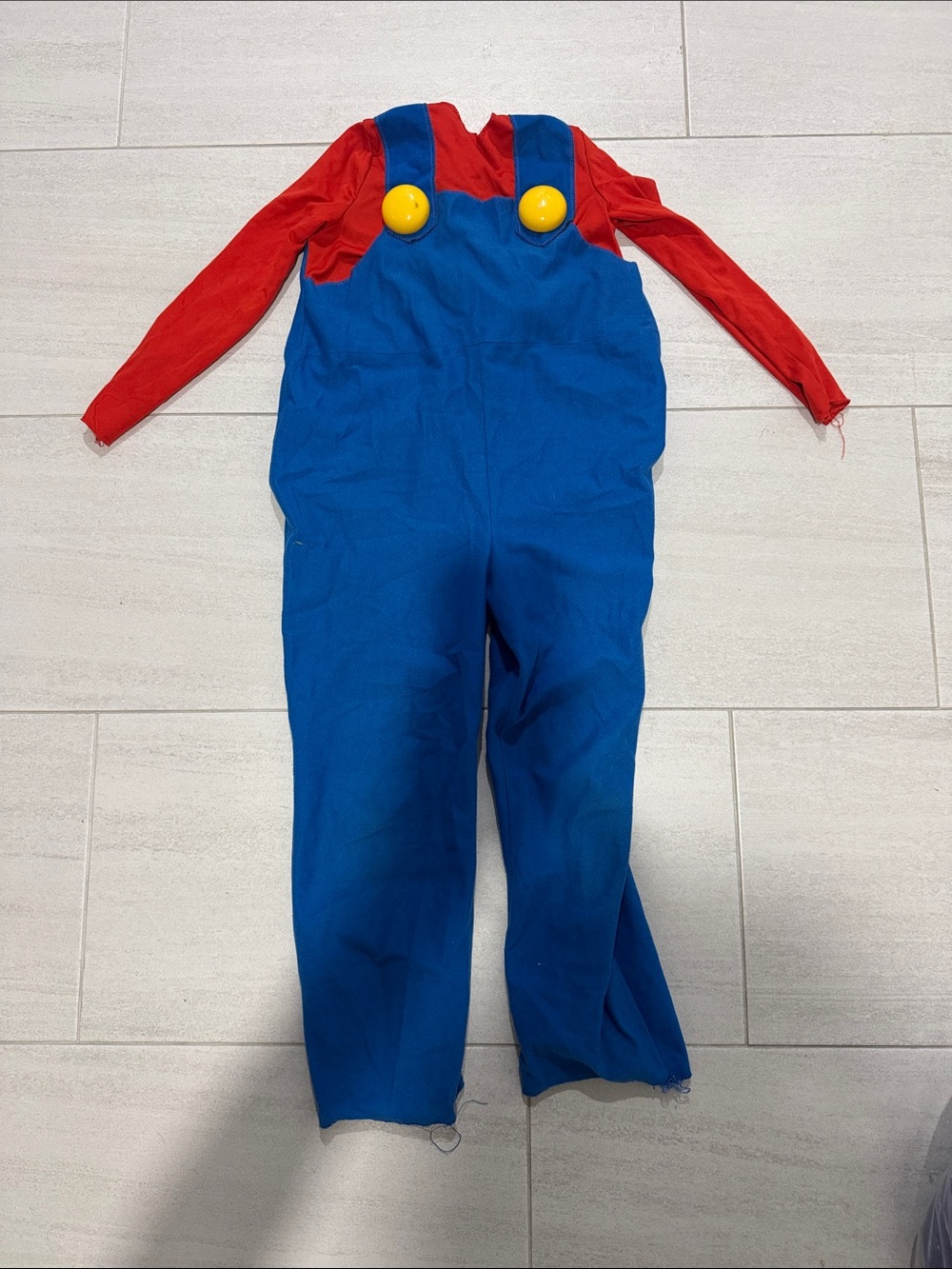 Kids Blue Overalls with Red Shirt Look - Unbranded